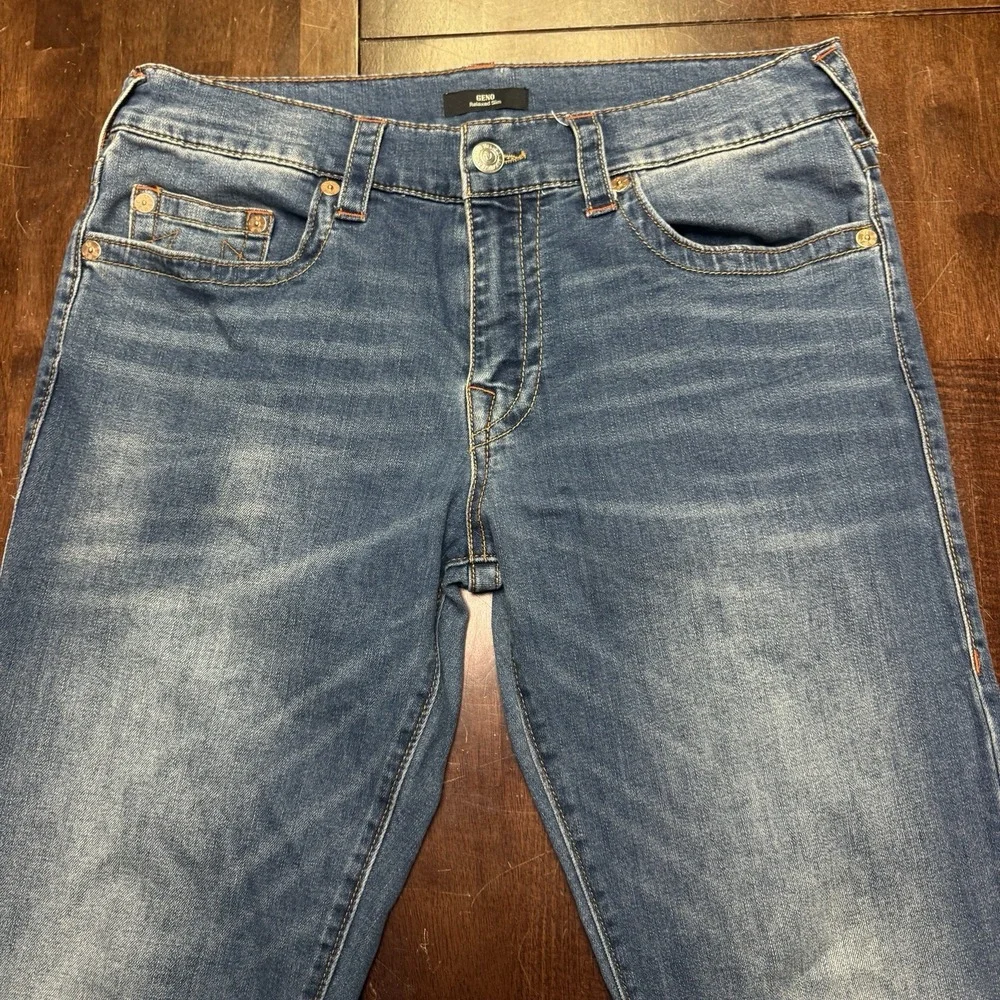 True Religion Geno‎ Relaxed Slim Jeans Mens 33 (fits 35x32) Fade Wash Stretch
